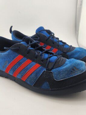 Adidas Daroga Trail Sneakers | Blue Suede + Red Stripes 6.5 Womens